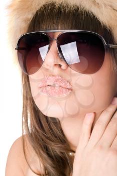 Royalty Free Clipart Image of a Woman in Sunglasses