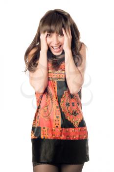 Royalty Free Photo of a Young Woman Touching Her Face
