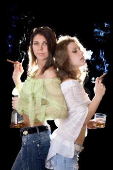 Royalty Free Photo of Two Women Smoking