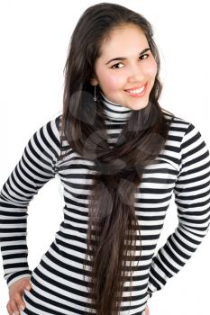 Royalty Free Photo of a Young Woman in a Striped Top