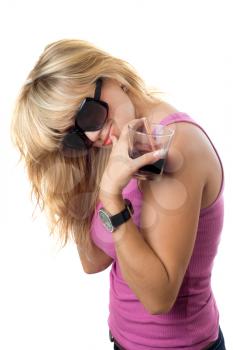 Royalty Free Photo of a Blonde Holding a Drink