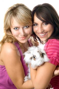 Royalty Free Photo of Two Women With a Rabbit