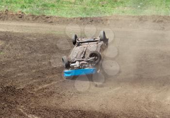 Royalty Free Photo of a Flipped Car