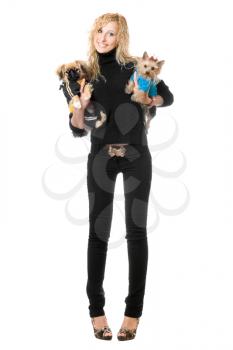 Royalty Free Photo of a Young Woman With Two Dogs