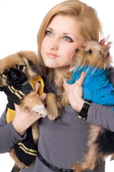 Royalty Free Photo of a Woman and Dogs