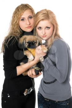 Royalty Free Photo of Two Women and a Dog