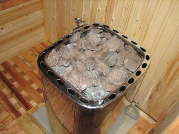 Royalty Free Photo of Hot Stones Inside Sauna