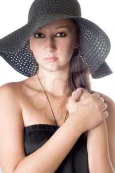 Royalty Free Photo of a Woman in a Floppy Hat