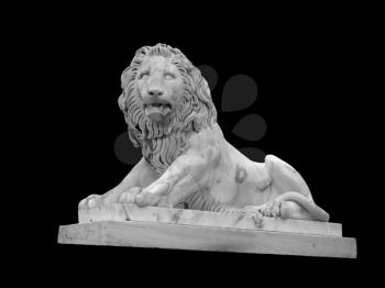 Royalty Free Photo of a Lion Sculpture on a Black Background