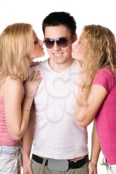 Royalty Free Photo of a Guy and Two Girls