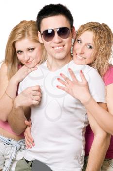 Royalty Free Photo of a Boy With Two Girls