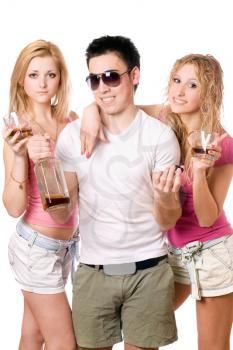 Royalty Free Photo of Three People With Alcohol