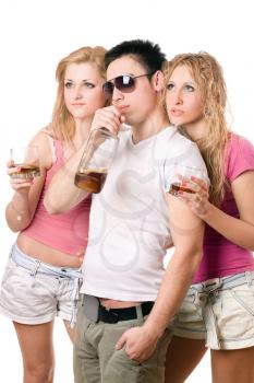 Royalty Free Photo of Three Young People Drinking