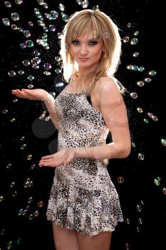 Royalty Free Photo of a Woman With Bubbles