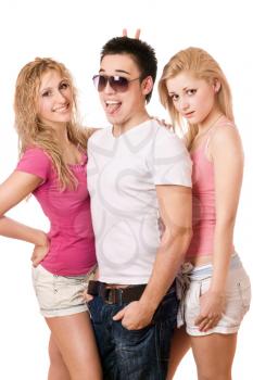 Royalty Free Photo of a Boy With Two Girls