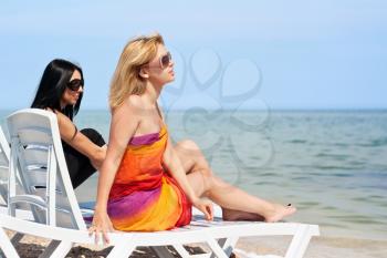Royalty Free Photo of Two Women at the Beach
