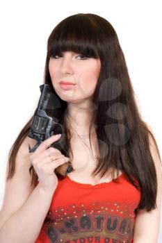 Royalty Free Photo of a Woman Holding a Gun