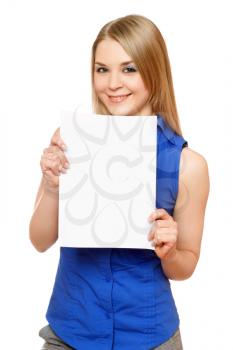 Royalty Free Photo of a Girl With a White Board