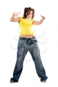 Royalty Free Photo of a Girl in Sloppy Jeans