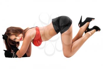 Royalty Free Photo of a Woman on All Fours