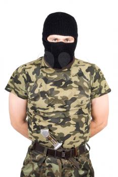 Royalty Free Photo of a Man Wearing a Balaclava Holding a Knife