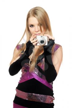 Royalty Free Photo of a Young Woman Holding a Camera