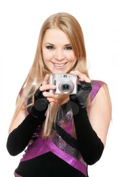 Royalty Free Photo of a Young Woman Holding a Camera