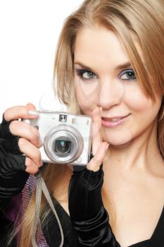 Royalty Free Photo of a Woman Holding a Camera