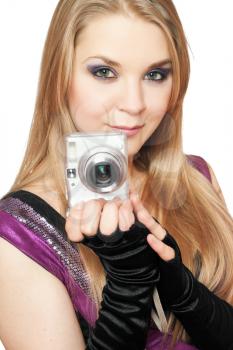 Royalty Free Photo of a Young Woman With a Camera