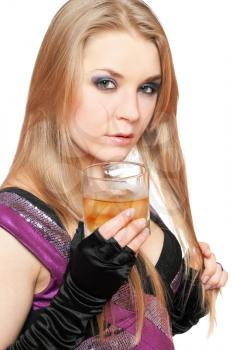 Royalty Free Photo of a Woman With a Glass of Whiskey