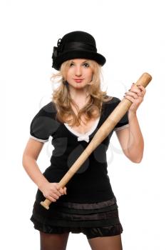 Portrait of nice girl with a bat in their hands