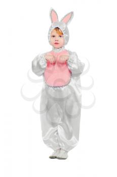 Little girl dressed as a bunny. Isolated