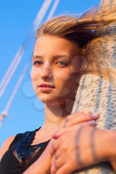 Closeup portrait of a teen girl outdoors