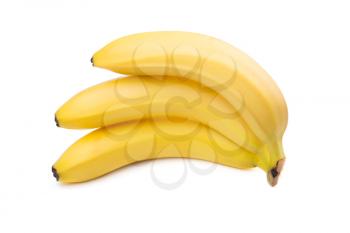 Close-up of three yellow bananas on white background