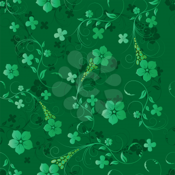 Royalty Free Clipart Image of a Green Floral Background
