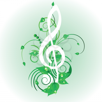 Royalty Free Clipart Image of a Floral G-Clef