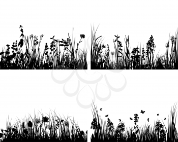 Royalty Free Clipart Image of Four Grass Silhouettes