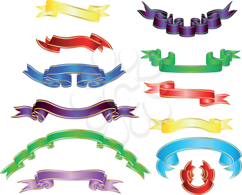 Royalty Free Clipart Image of a Set of Multicolor Ribbons