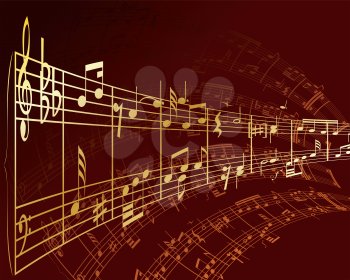 Royalty Free Clipart Image of a Musical Note Staff Background