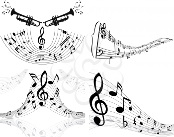 Royalty Free Clipart Image of a Set of Musical Backgrounds