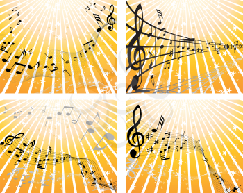 Royalty Free Clipart Image of a Set of Four Musical Backgrounds
