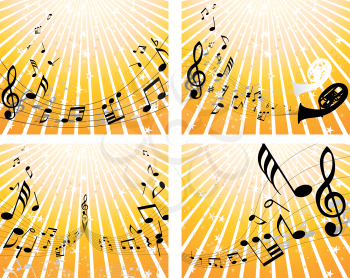 Royalty Free Clipart Image of a Set of Music Note Backgrounds