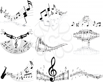 Royalty Free Clipart Image of a Set of Nine Musical Backgrounds