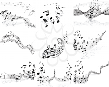 Royalty Free Clipart Image of a Set of Musical Note Backgrounds