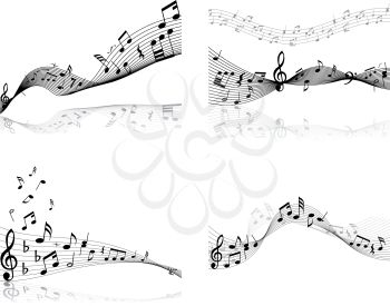 Royalty Free Clipart Image of a Set of Music Note Backgrounds