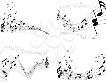 Royalty Free Clipart Image of a Set of Musical Note Backgrounds