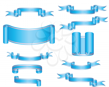 Royalty Free Clipart Image of a Collection of Blue Ribbons