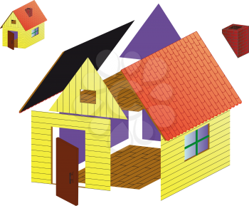 Royalty Free Clipart Image of a Non-Assembled House