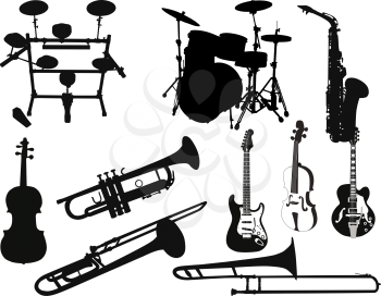 Royalty Free Clipart Image of a Set of Musical Instruments