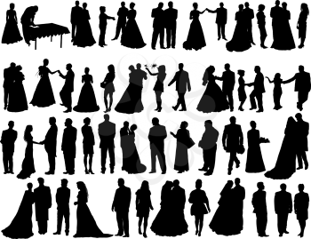 Royalty Free Clipart Image of Wedding Silhouettes